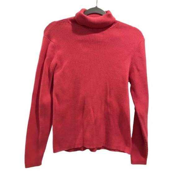 Women's XL Top Moda International Turtleneck Long Sleeve Ribbed Pink - Picture 1 of 5